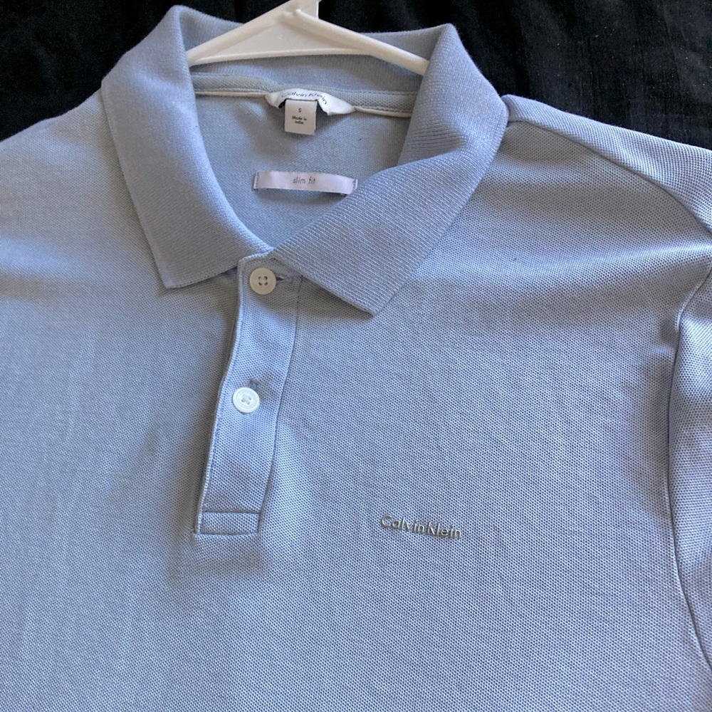 Baby blue Calvin Klein polo shirt